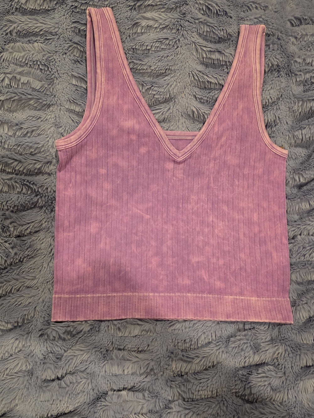 Zenana Outfitters Washed Ribbed V-Neck Crop Tank - Dusty Rose Size S/M